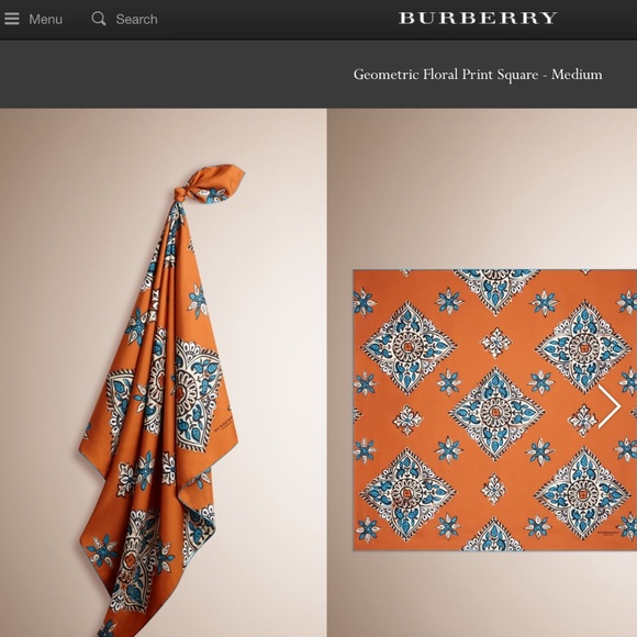 NWT Burberry Scarf Lucky Alhambra Flower Peach Turquoise Silk Wrap - Picture 9 of 16